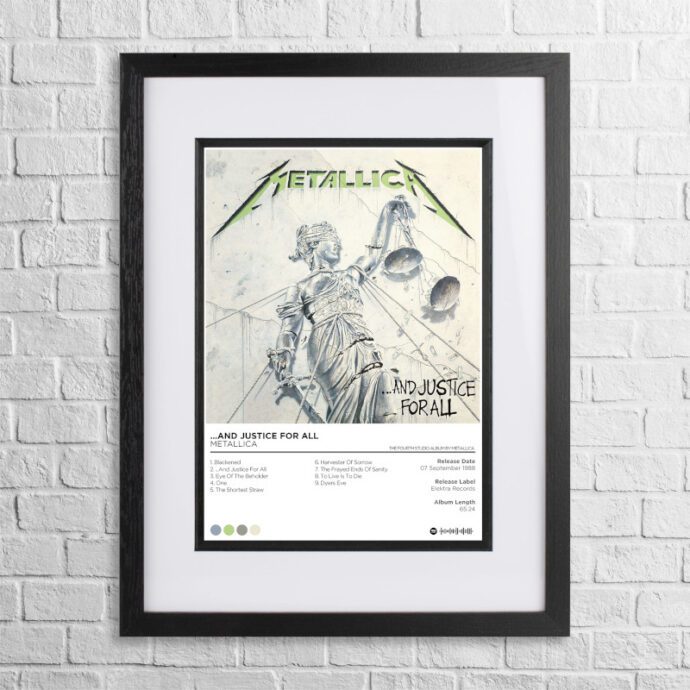 A4 custom design poster of Metallica - And Justice For All in a black, dual-aspect frame