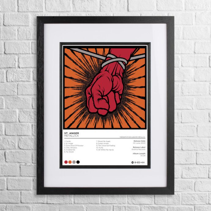 A4 custom design poster of Metallica - St. Anger in a black, dual-aspect frame