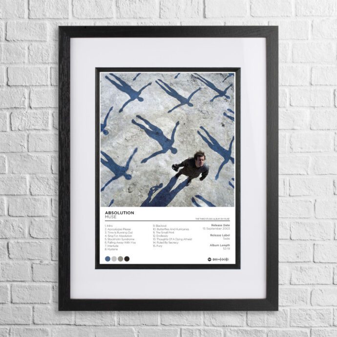 A4 custom design poster of Muse - Absolution in a black, dual-aspect frame
