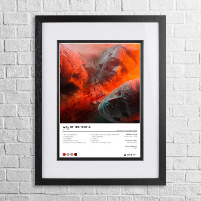 A4 custom design poster of Muse - Will of the People in a black, dual-aspect frame