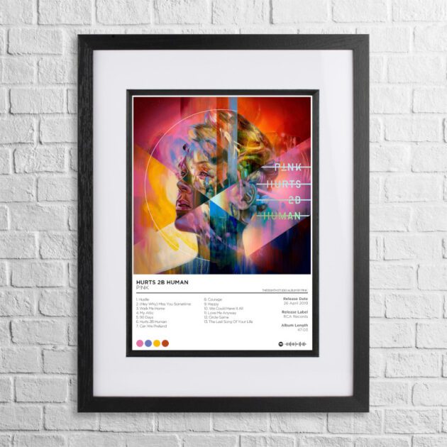 A4 custom design poster of Pink - Hurts 2B Human in a black, dual-aspect frame
