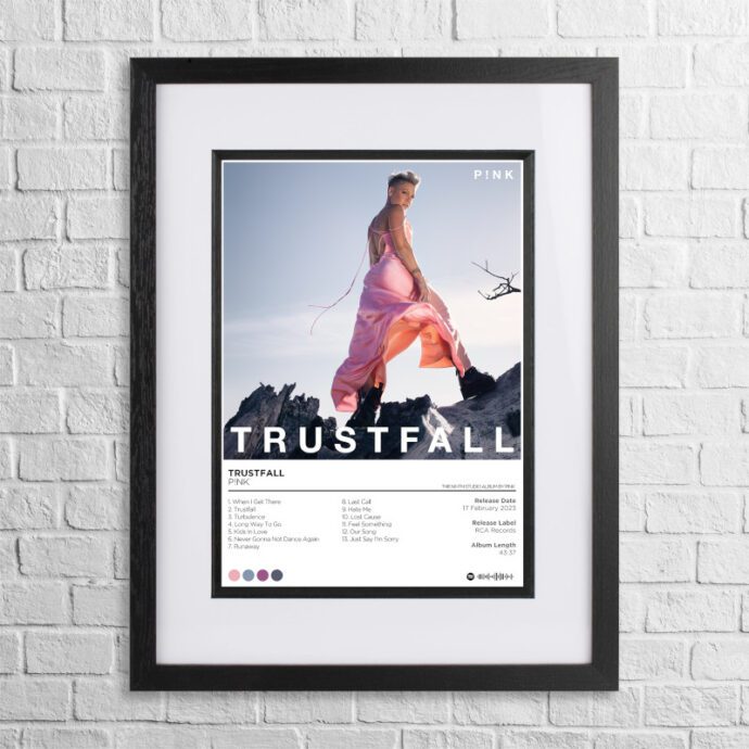 A4 custom design poster of Pink - Trustfall in a black, dual-aspect frame