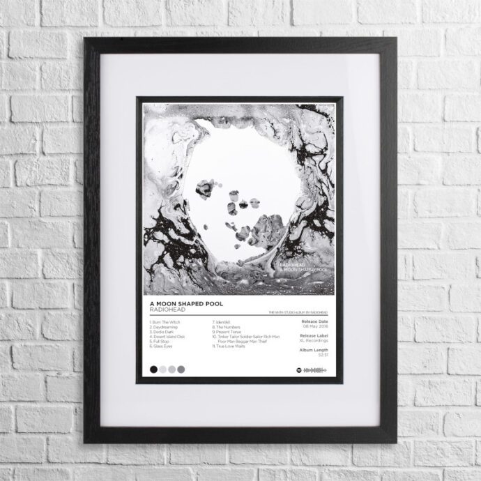 A4 custom design poster of Radiohead - A Moon-Shaped Pool in a black, dual-aspect frame