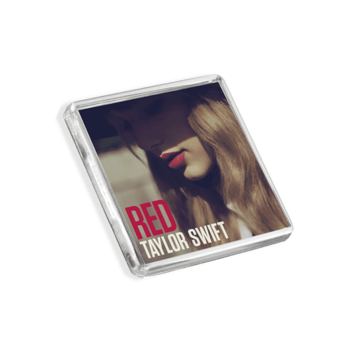 Plastic Taylor Swift - Red magnet on a white background