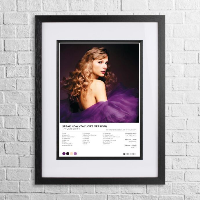 A4 custom design poster of Taylor Swift - Speak Now (Taylor's Version) in a black, dual-aspect frame