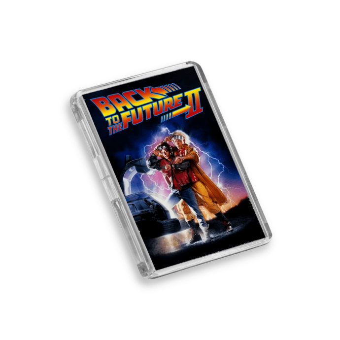 Back to the Future fridge magnet on a white background