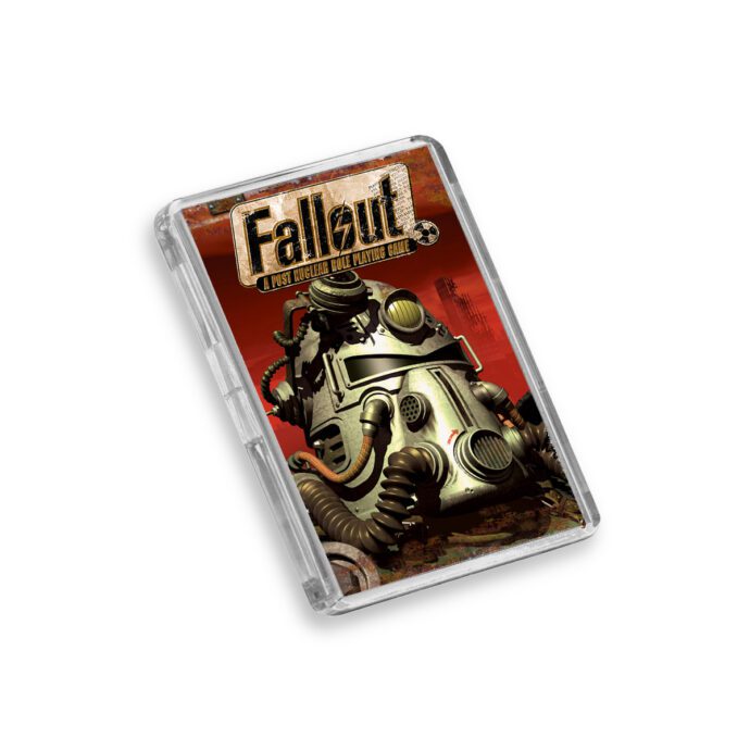 Fallout fridge magnet on a white background