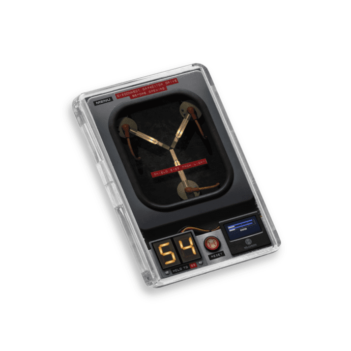 Back to the Future Flux Capacitor fridge magnet on a white background