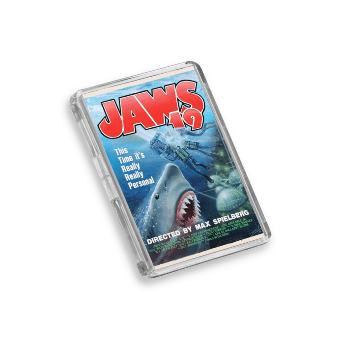 Back to the Future Jaws 19 fridge magnet on a white background