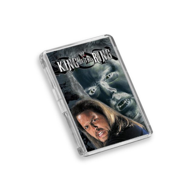 Plastic WWE King of the Ring 1999 fridge magnet on white background