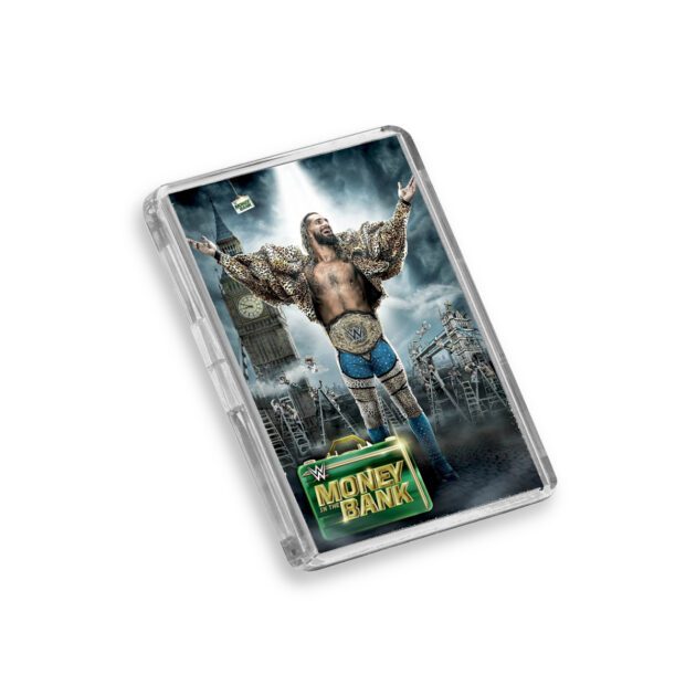 Plastic WWE Money in the Bank 2023 fridge magnet on white background