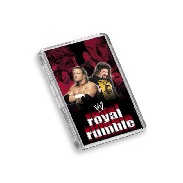Plastic WWE Royal Rumble 2000 fridge magnet on white background