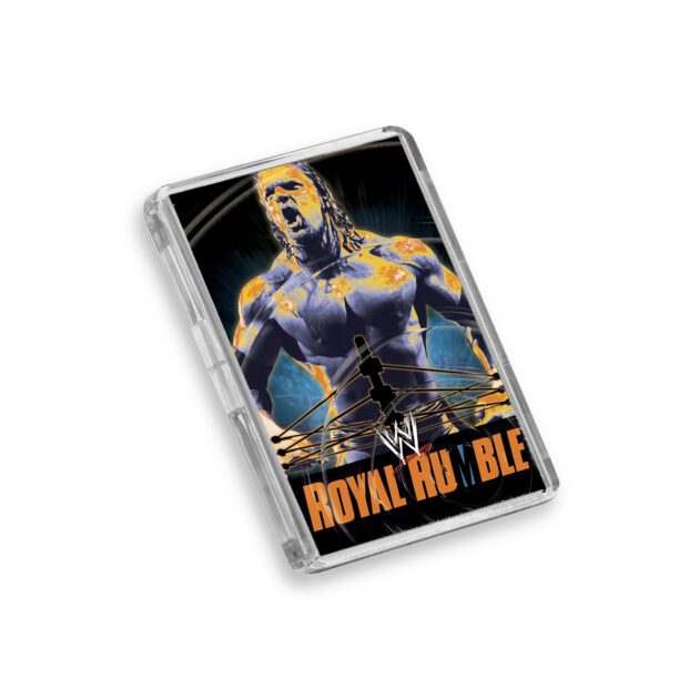 Plastic WWE Royal Rumble 2003 fridge magnet on white background