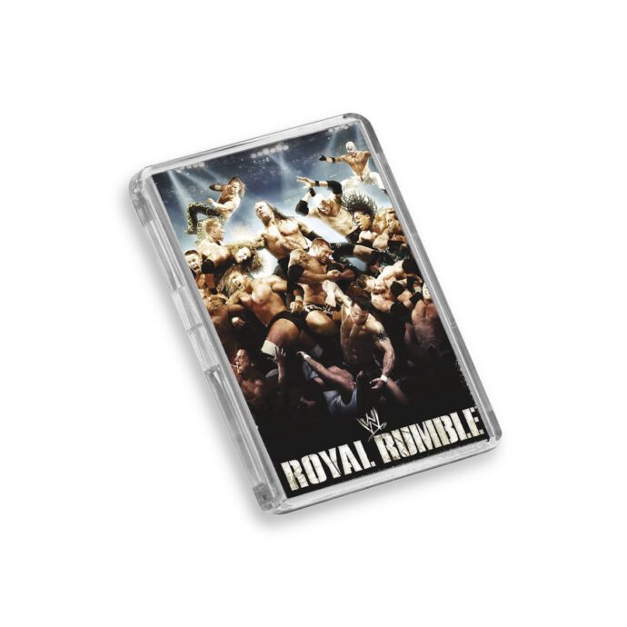 Plastic WWE Royal Rumble 2007 fridge magnet on white background