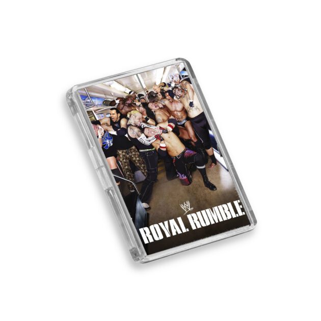 Plastic WWE Royal Rumble 2008 fridge magnet on white background