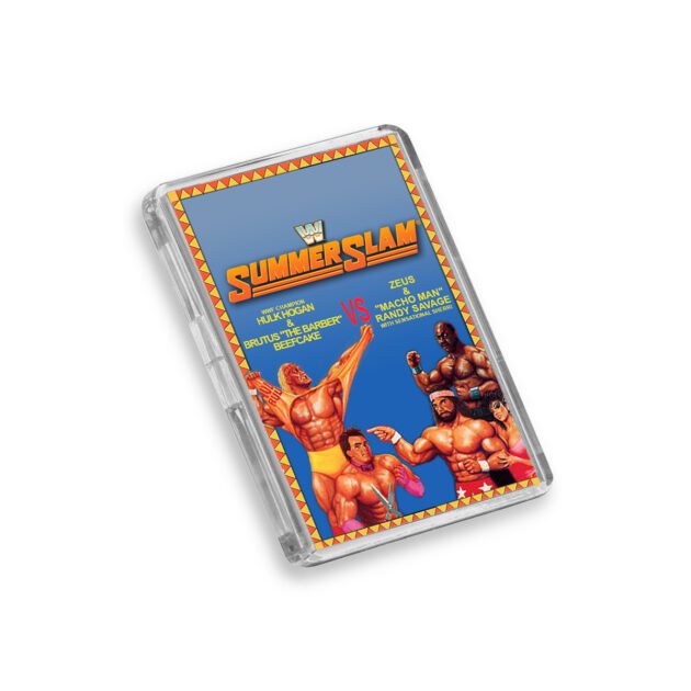 Plastic WWE Summer Slam 1989 fridge magnet on white background