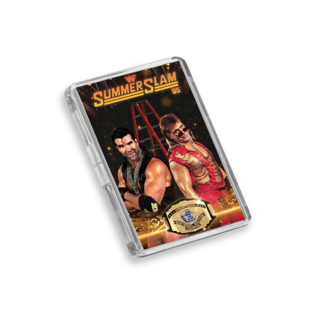 Plastic WWE Summer Slam 1995 fridge magnet on white background