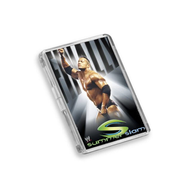 Plastic WWE Summer Slam 2001 fridge magnet on white background