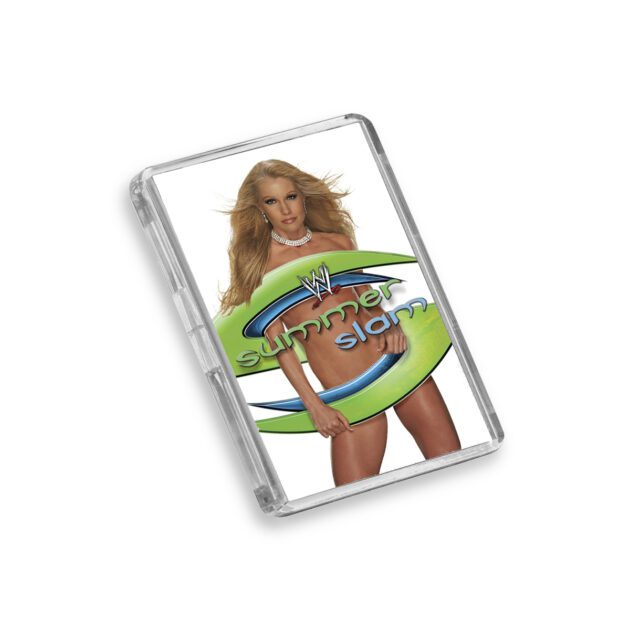 Plastic WWE Summer Slam 2003 fridge magnet on white background