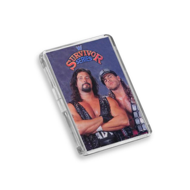 Plastic WWE Survivor Series 1995 fridge magnet on white background