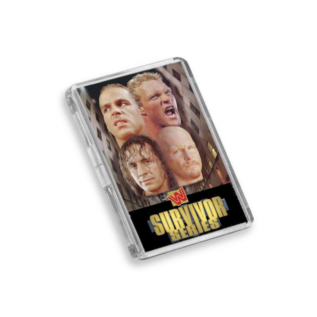Plastic WWE Survivor Series 1996 fridge magnet on white background