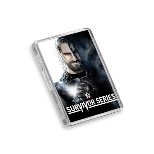 Plastic WWE Survivor Series 2014 fridge magnet on white background