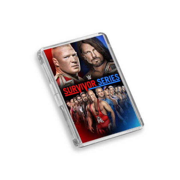 Plastic WWE Survivor Series 2017 fridge magnet on white background