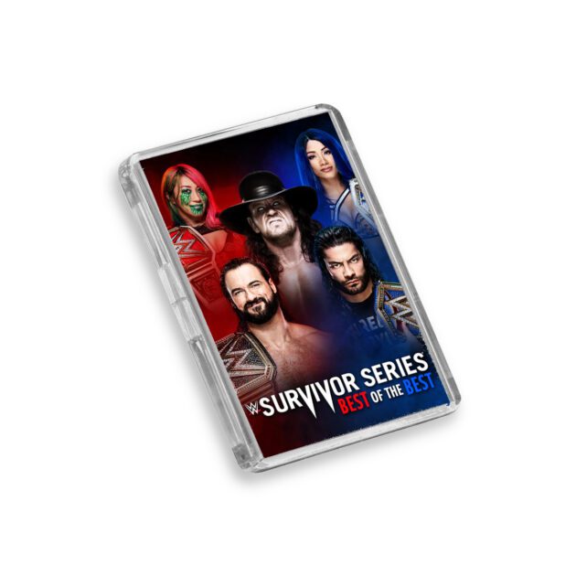 Plastic WWE Survivor Series 2020 fridge magnet on white background