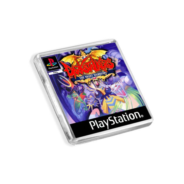 Plastic Darkstalkers PS1 fridge magnet on a white background