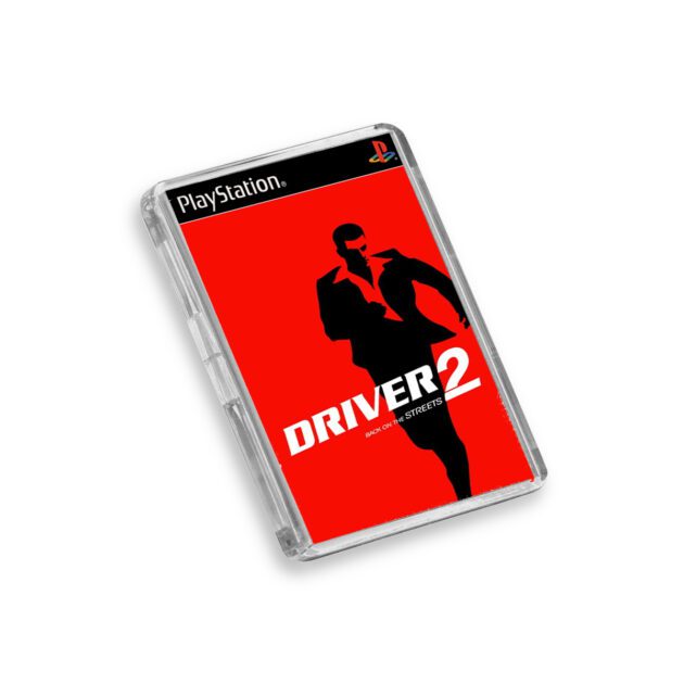 Plastic Driver 2 PS1 fridge magnet on a white background