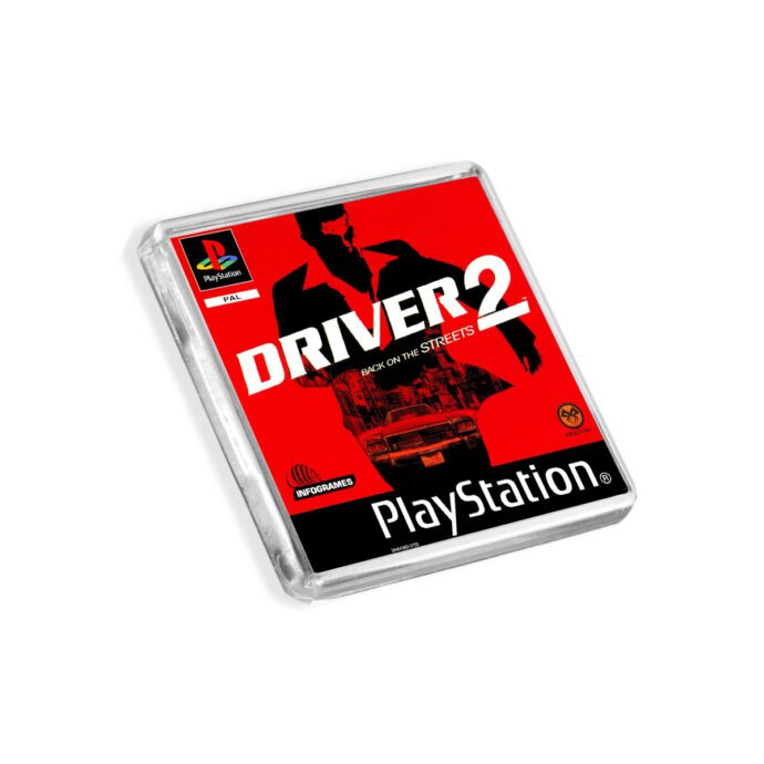 Plastic Driver 2 PS1 fridge magnet on a white background