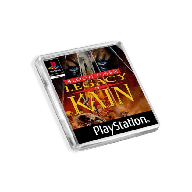 Plastic Legacy of Kain PS1 fridge magnet on a white background