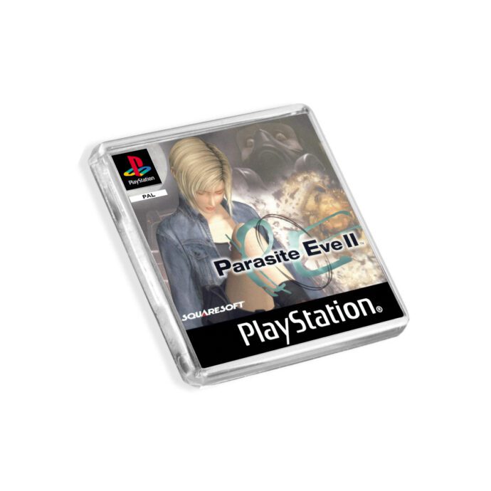 Plastic Parasite Eve II PS1 fridge magnet on a white background