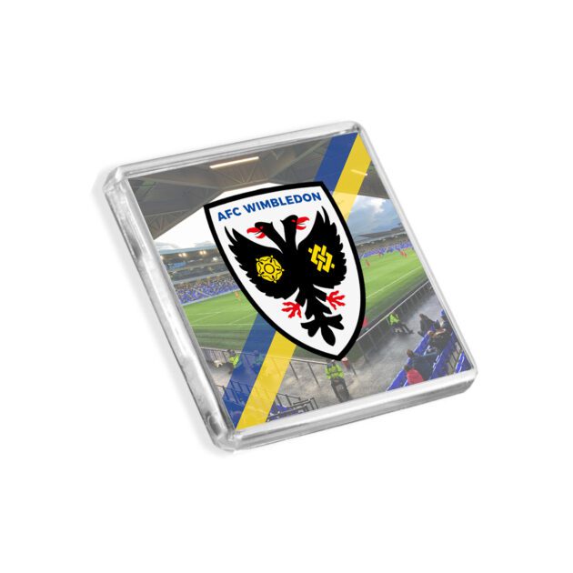 Plastic AFC Wimbledon fridge magnet on a white background