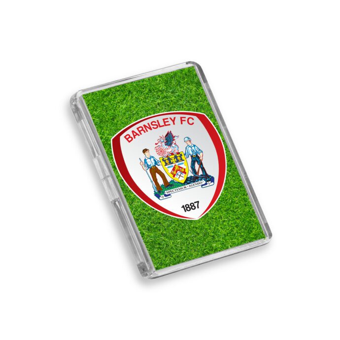 Plastic Barnsley fridge magnet on a white background