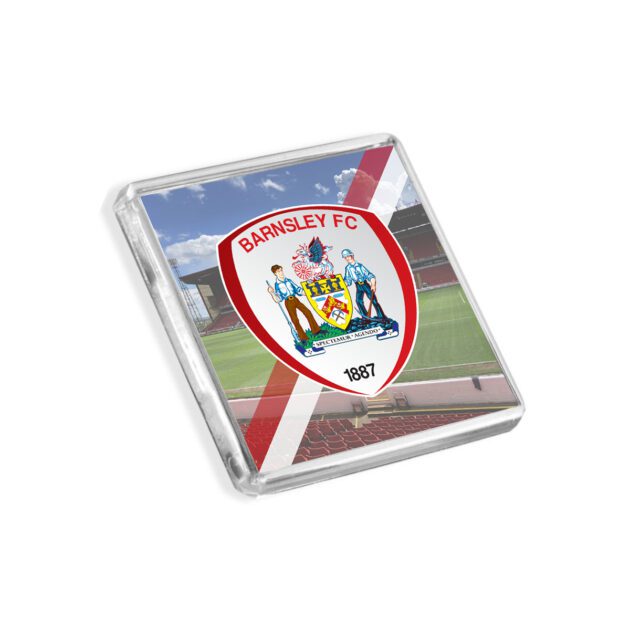 Plastic Barnsley fridge magnet on a white background