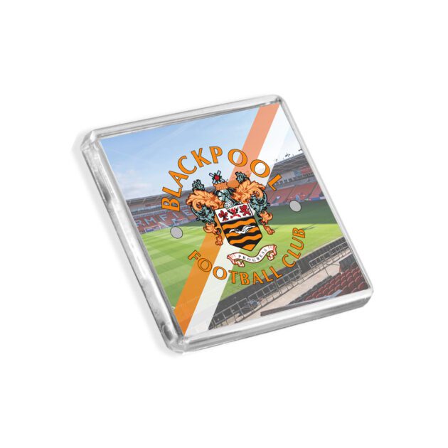 Plastic Blackpool fridge magnet on a white background