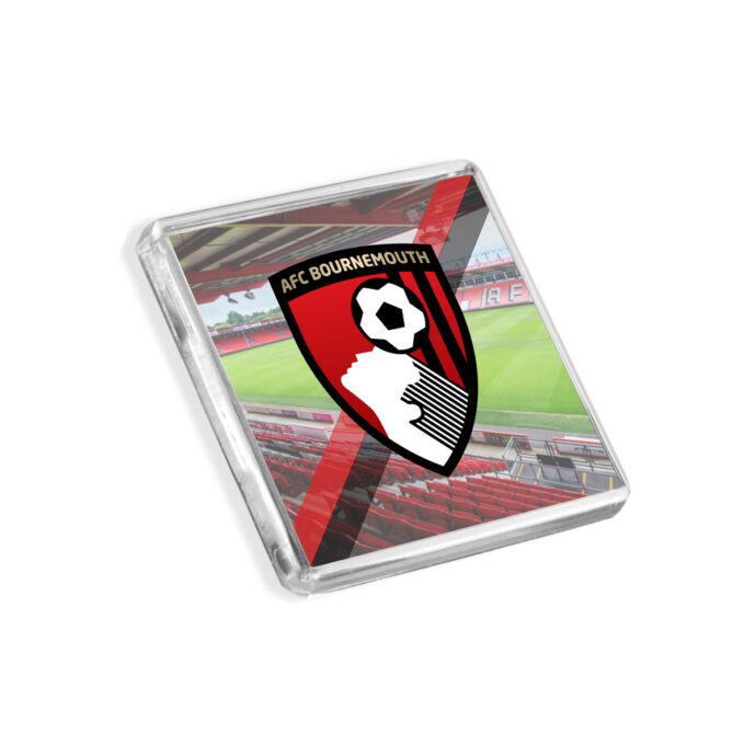 Plastic Bournemouth fridge magnet on a white background