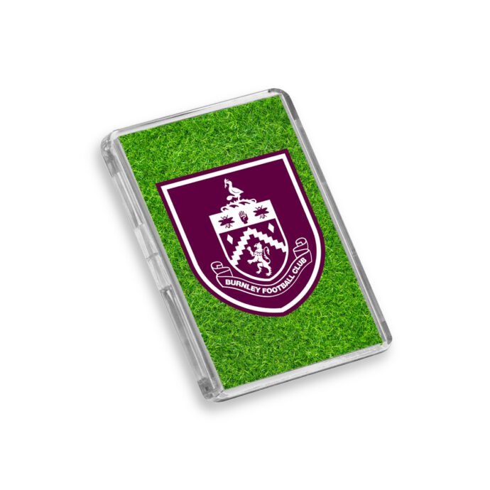 Plastic Burnley fridge magnet on a white background