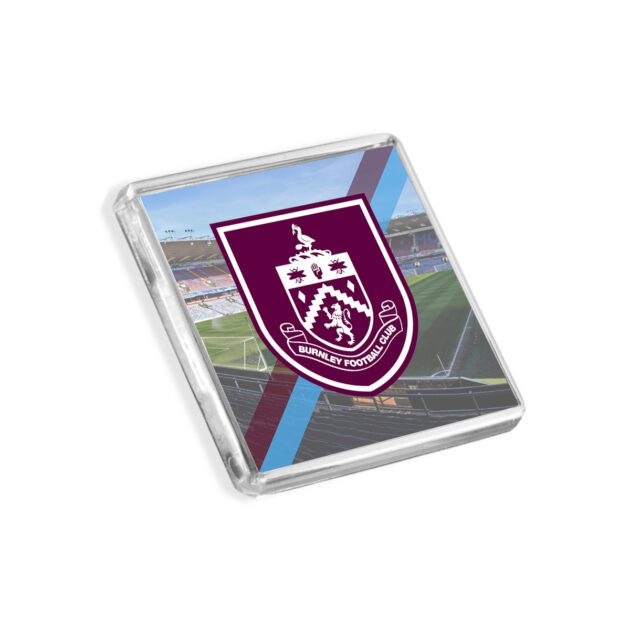 Plastic Burnley fridge magnet on a white background