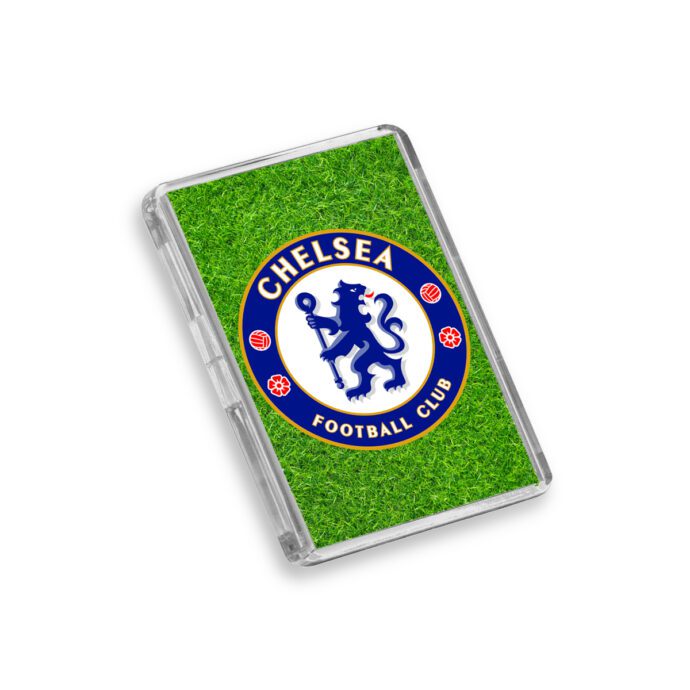 Plastic Chelsea fridge magnet on a white background