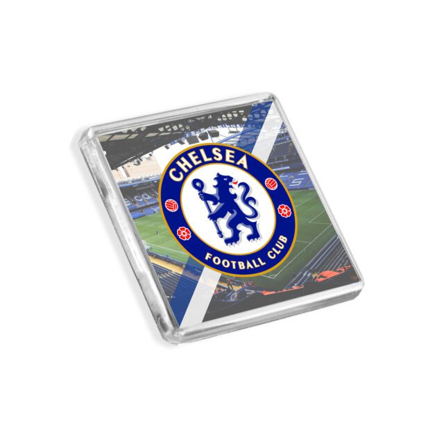 Plastic Chelsea fridge magnet on a white background