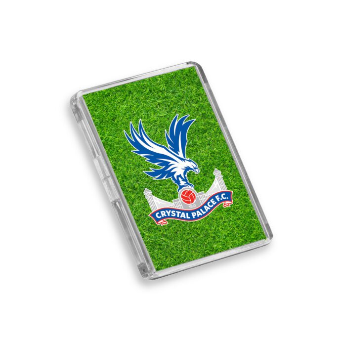 Plastic Crystal Palace fridge magnet on a white background