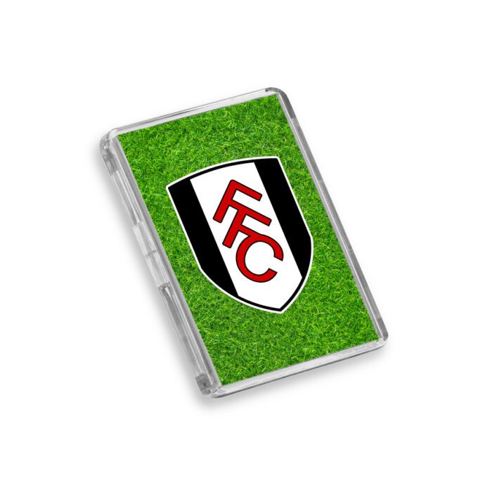 Plastic Fulham fridge magnet on a white background