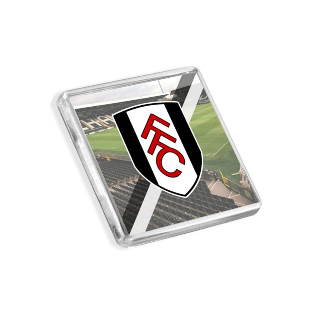 Plastic Fulham fridge magnet on a white background