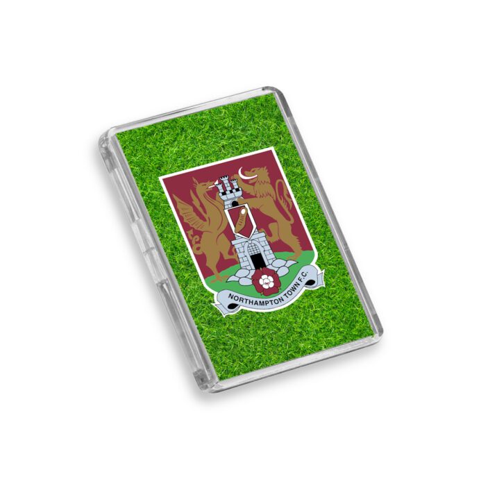 Plastic Northampton Town fridge magnet on a white background