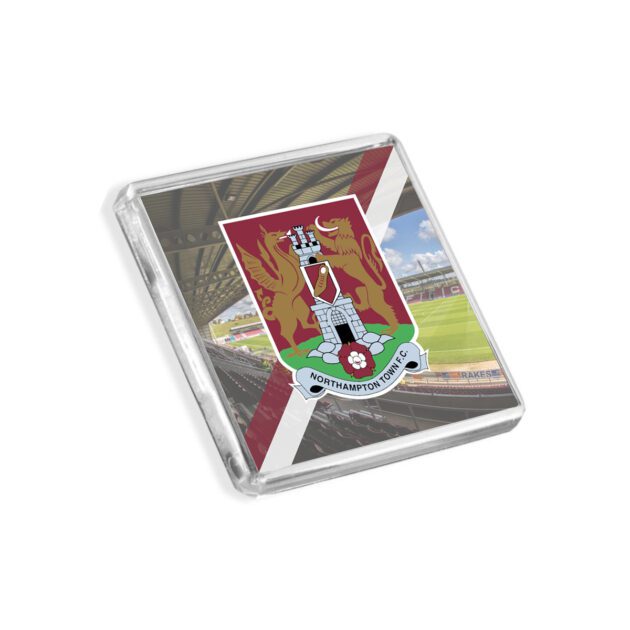 Plastic Northampton Town fridge magnet on a white background