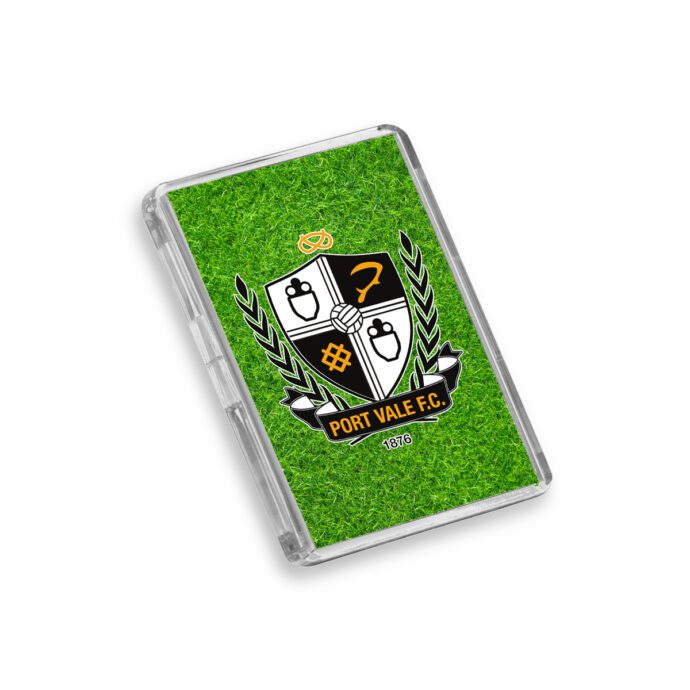 Plastic Port Vale fridge magnet on a white background