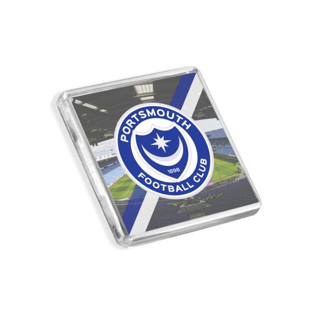 Plastic Portsmouth fridge magnet on a white background