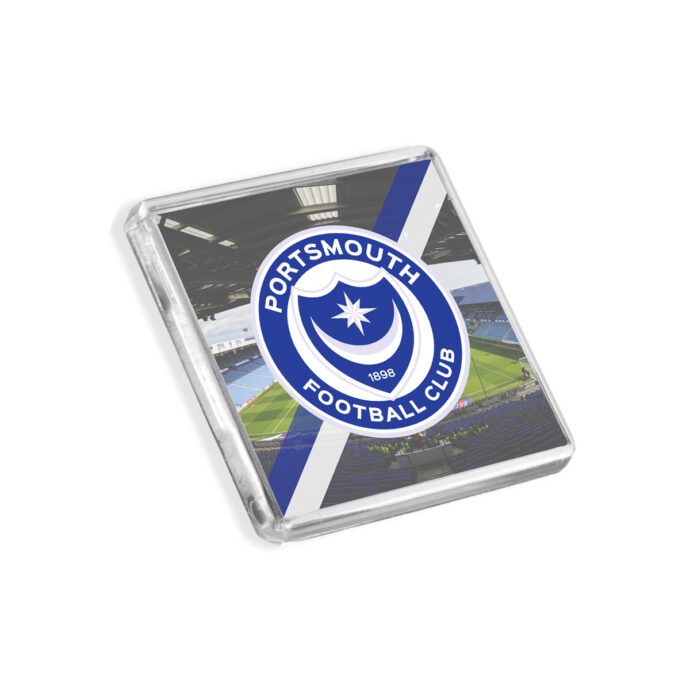 Plastic Portsmouth fridge magnet on a white background